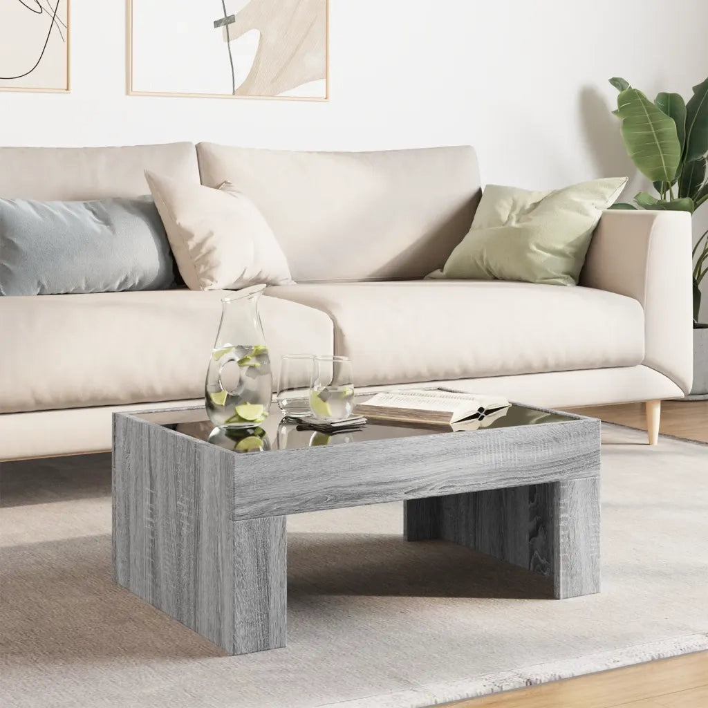 Tavolino da Salotto con LED Infinity Grigio Sonoma 70x50x30 cm