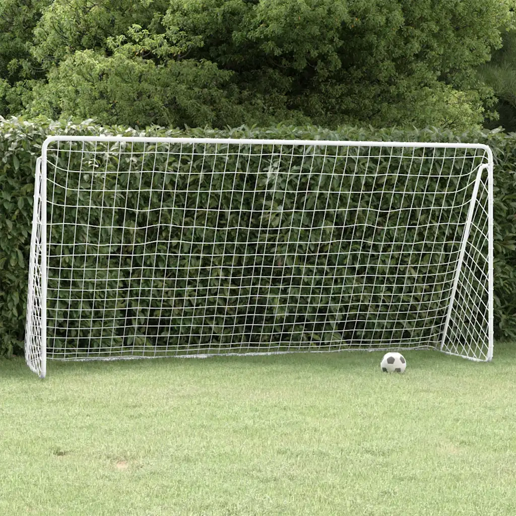 Porta da Calcio con Rete Bianca 366x122x182 cm in Acciaio CFW9761006