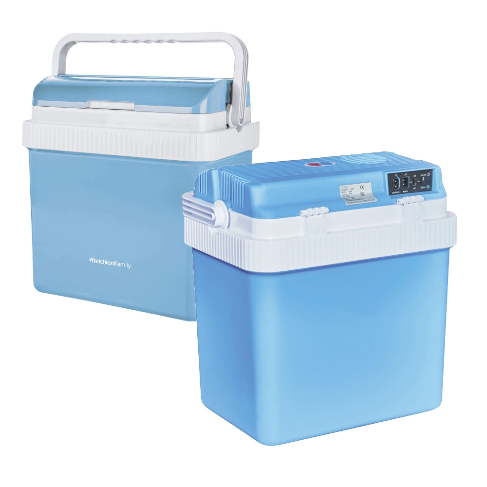 Melchioni Family CONSERVO 24 - Frigo elettrico portatile, Interruttore caldo/freddo, 12/220-240V, 21L, Azzurro [Classe di efficienza energetica A]