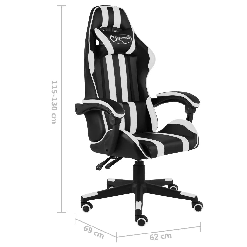 Sedia da Ufficio | Sedia da Gaming Nero e Bianco in Similpelle