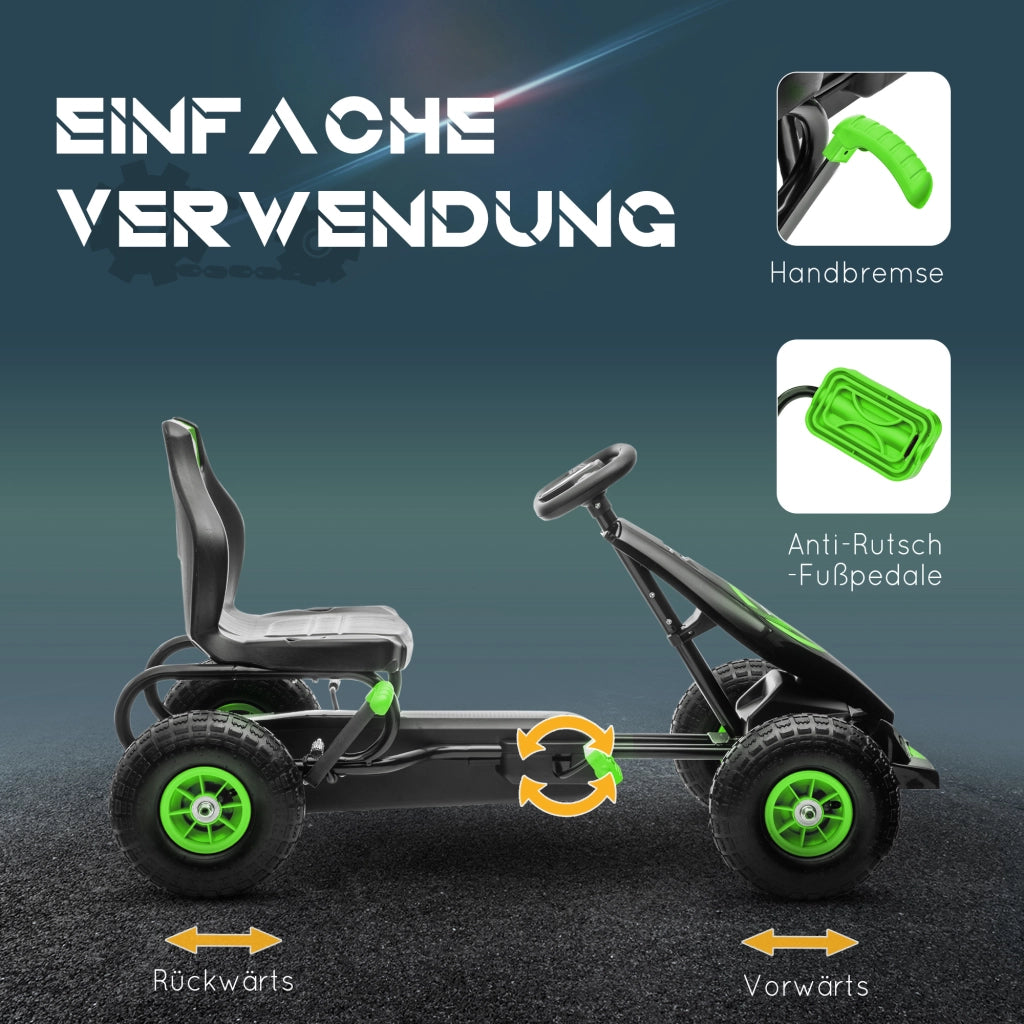 Go-kart a pedali per bambini ¨C Xylo ¨C sedile regolabile, da 5 anni, verde e nero, 121x58x61 cm