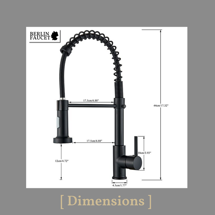 Bernd | Rubinetto Flessibile Catering Black Gold |da cucina in acciaio inossidabile|miscelatore può essere ruotato  360 gradi Alta pressione 2 porte