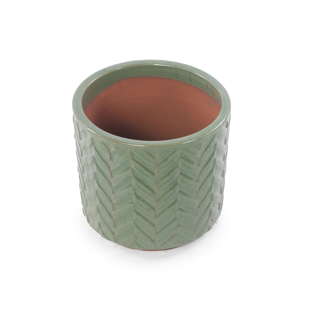 SET DI 4 VASI PER PIANTE 38/31,5/24,5/20 cm Ceramica Verde Salvia