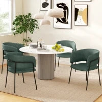 Set 2 Sedie per Cucina Imbottite, in Tessuto Effetto Velluto e Acciaio, 57x53x73 cm, Verde
