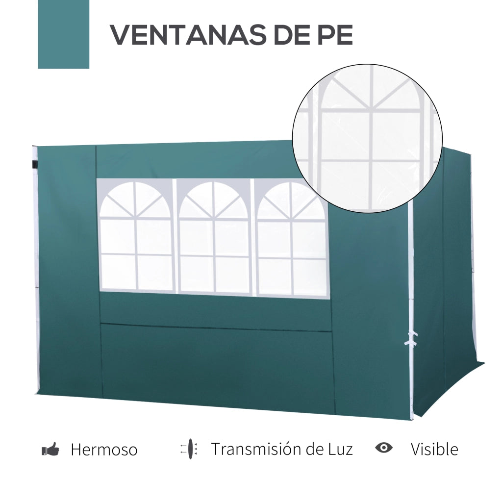 Pareti Laterali per Gazebo 3x3 m ¨C zephmum ¨C 300x200 cm Verde Scuro Oxford