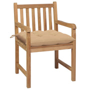Sedie da Giardino 2 pz | Sedie da Esterno con Cuscini Beige Massello di Teak