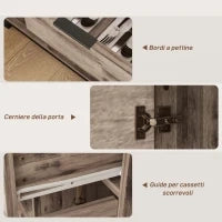 Credenza Buffet in stile Industriale con Cassetto e 3 Armadietti, in Legno Marrone, 120x36.5x70 cm