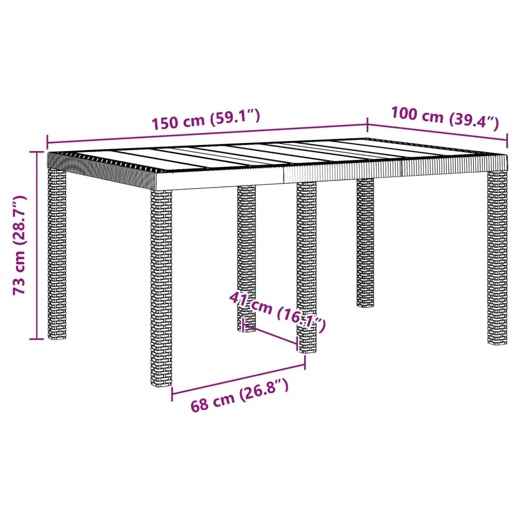 Set da Pranzo per Giardino 7 pcs Marrone Rattan Polt 3378561