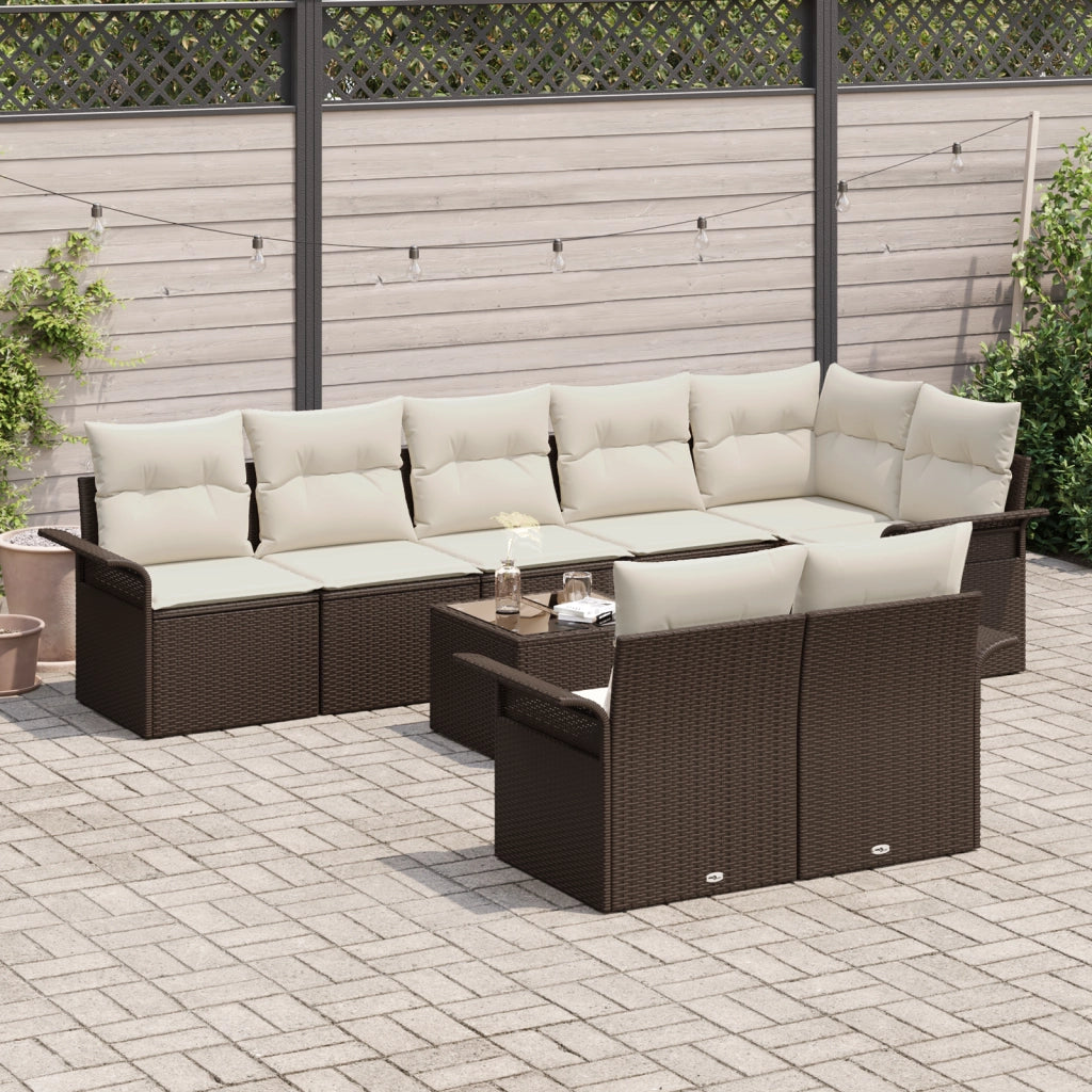 Set di divani da giardino 8 pezzi con cuscini in grigio polirattan