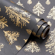 Papier di Natale in rilievo 3D - Ideale per feste e ricorrenze - Oro e grigio scuro - Carta da regalo - Pacchi in stile - 5 metri di lunghezza