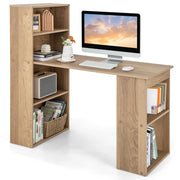 Scrivania per computer da 122cm con libreria, Postazione di studio moderna compatta con 6 ripiani Naturale