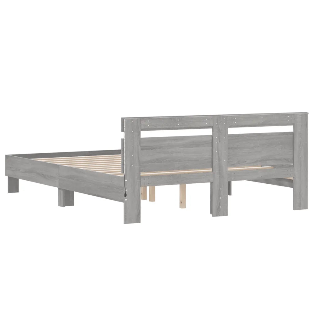 Giroletto con Testiera e LED-Struttura Letto con testiera Grigio Sonoma 150x200 cm 226426