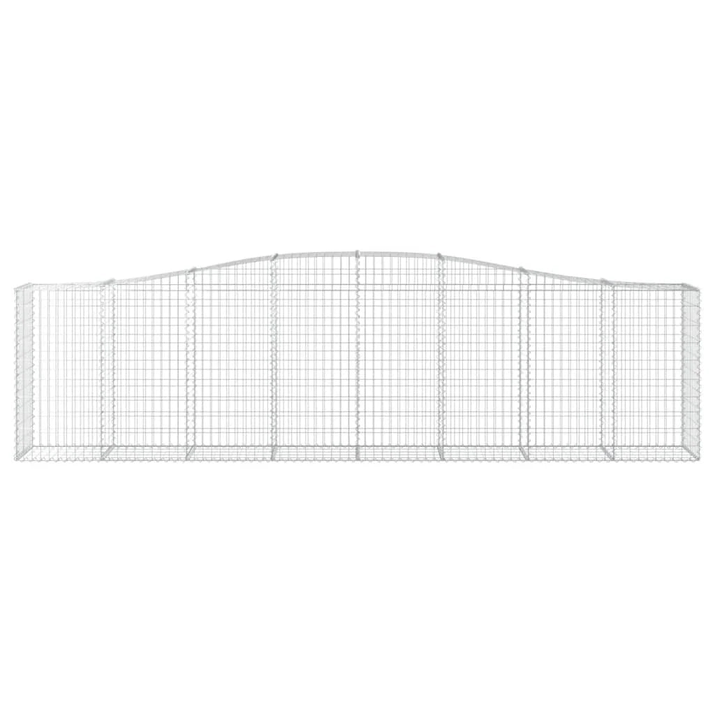 Cestini gabbioni recinzione a gabbia muro di contenimento ad arco 6 pezzi 400 x 50 x 100/120 cm ferro zincato argento 02_0041048