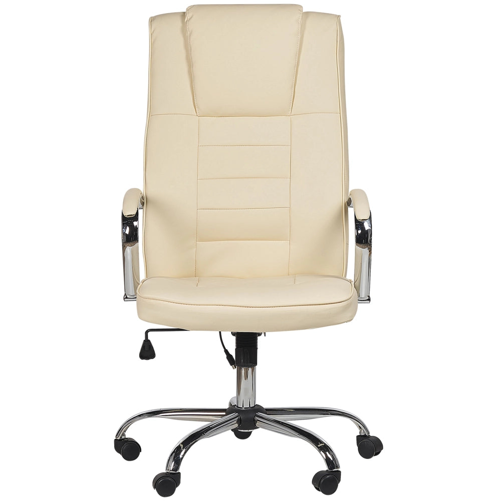 Sedia da ufficio massaggiante in ecopelle beige riscaldata 4 modalità gaming studio