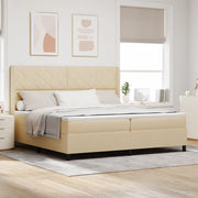 Letto a Molle Box con Materasso Panna 200x200 cm Tessuto