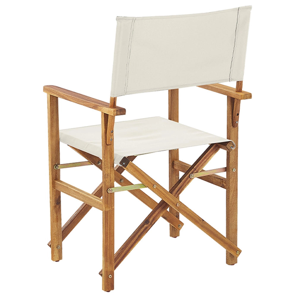 Set di 2 sedie da regista da giardino in legno chiaro con tessuto di ricambio in tessuto acacia fenicottero bianco sporco con 2 Tele intercambiabili
