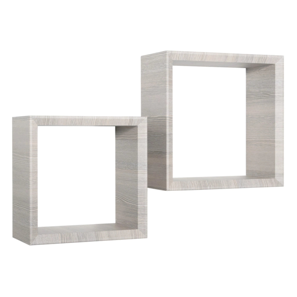 Set di 2 Mensole da Muro Modello GINEVRA, Cubi Arredo, Mensole Cubo, Cubi da Parete, Cubi Portaoggetti. Misure 35x35 p15.5 cm, e 30x30 p15.5 cm. Finitura  ROV. GRIGIO - MADE IN ITALY