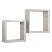 Set di 2 Mensole da Muro Modello GINEVRA, Cubi Arredo, Mensole Cubo, Cubi da Parete, Cubi Portaoggetti. Misure 35x35 p15.5 cm, e 30x30 p15.5 cm. Finitura  ROV. GRIGIO - MADE IN ITALY