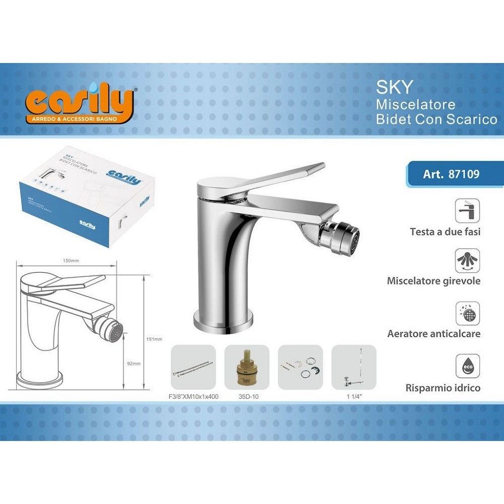 Trade Shop - Rubinetto Bidet Miscelatore Monocomando Design Moderno Cromato Classic Sky87109 -