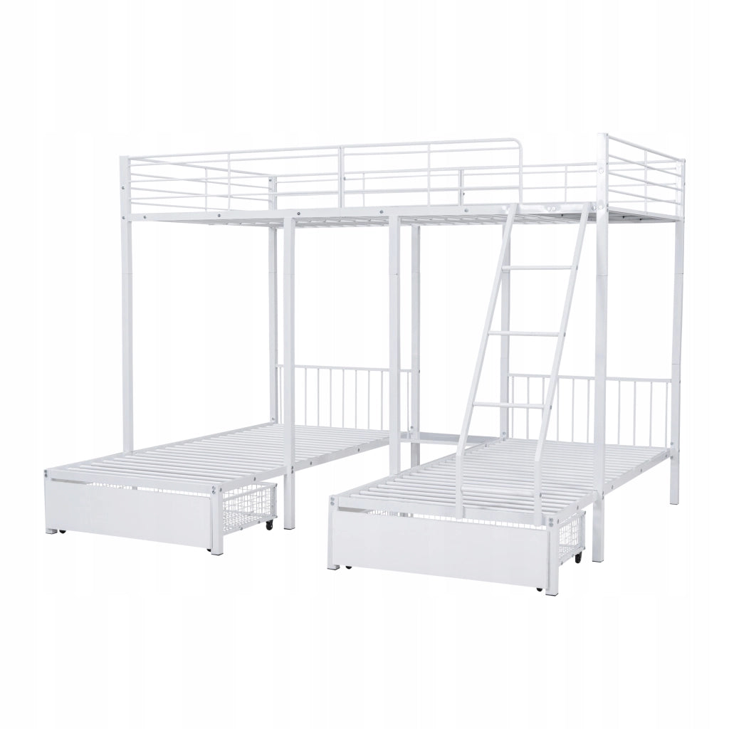 Letto a tre piani - Xylo - 140x200 - Bianco - Senza materasso