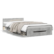 Letto singolo | Letto per adulti | Giroletto Cassetto Grigio Cemento 90x190 cm Legno Multistrato