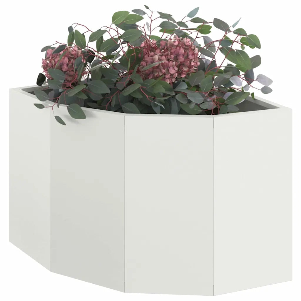 Fioriere | Cassetta per fiori | Vaso d'angolo Bianco 45 x 45 x 35 cm Acciaio
