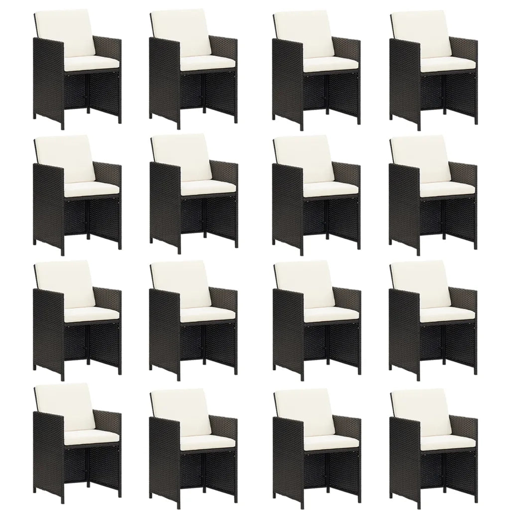 Set da Pranzo per Giardino 17 pz con Cuscini in Polyrattan Nero 3095628