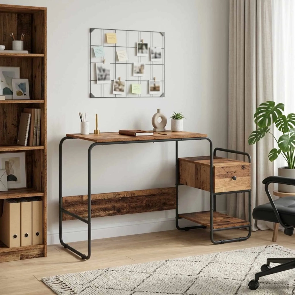Scrivania con Spazio di Archiviazione Legno di quercia 8008048