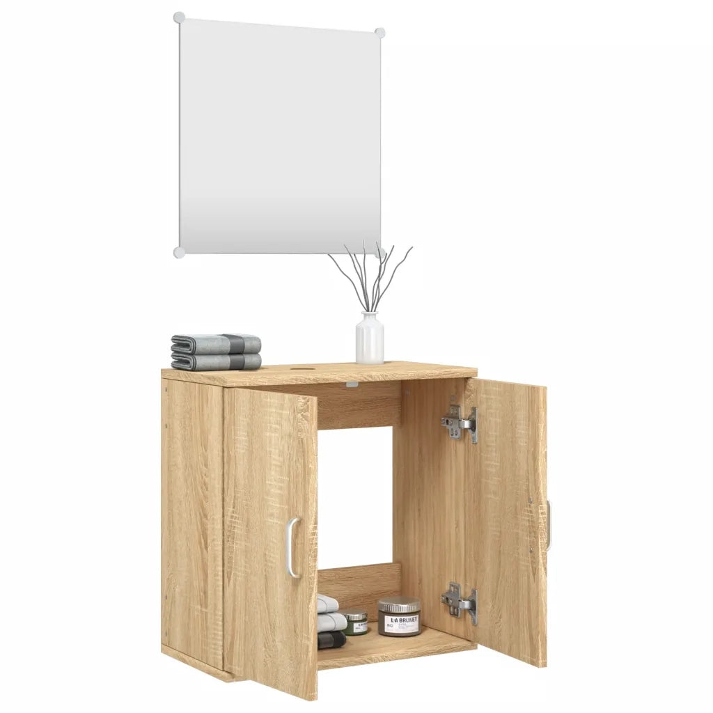 Set Mobili da Bagno 2 pz Rovere in Legno Multistrato 242560