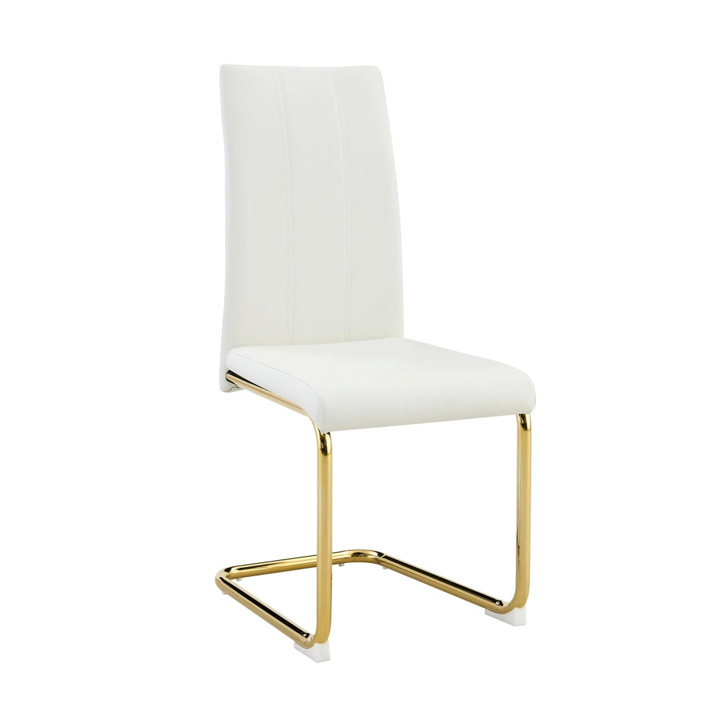 Sedia da Pranzo in Ecopelle ¨C MINIMAL ¨C Bianca, Struttura Metallo Oro