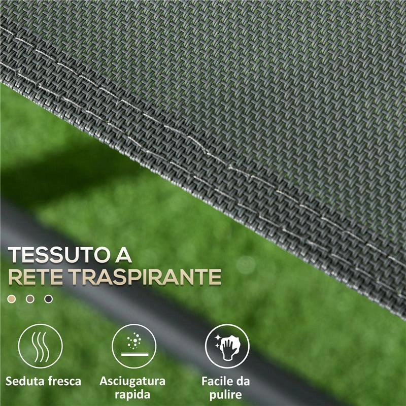 SET DA GIARDINO 3 PEZZI CON 2 SEDIE 53.5X64X93 CM E TAVOLINO DA CAFFÞ Ï45X50 CM, IN METALLO, GRIGIO SCURO