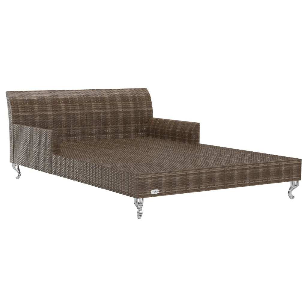 Lettino Prendisole per 2 Persone con Cuscini Polyrattan Marrone 48130