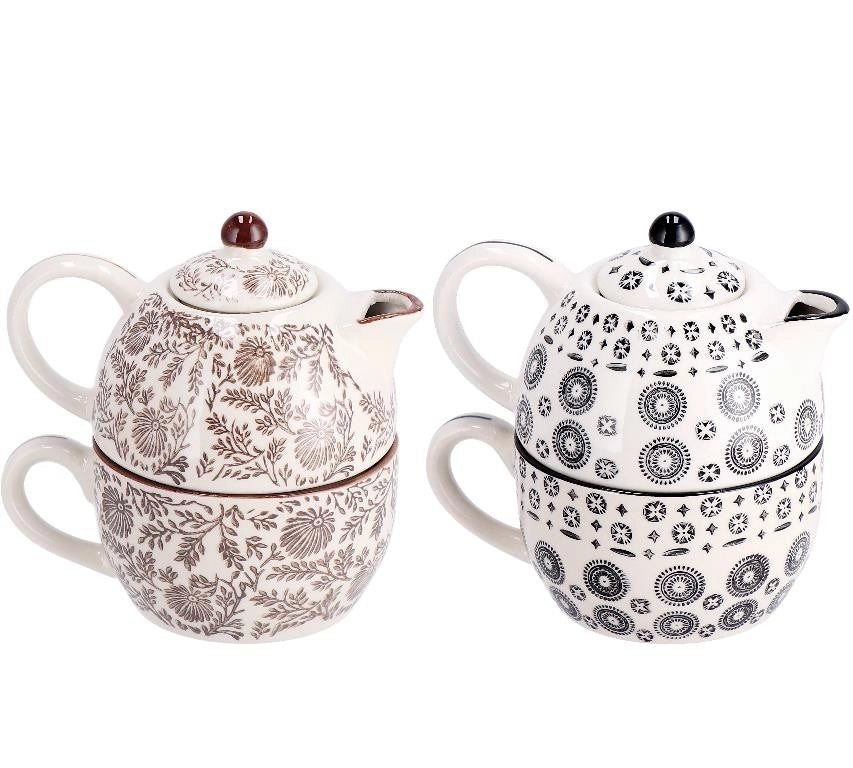 1 Pezzo Teiera in Ceramica con Tazza Tricy 2 Decori