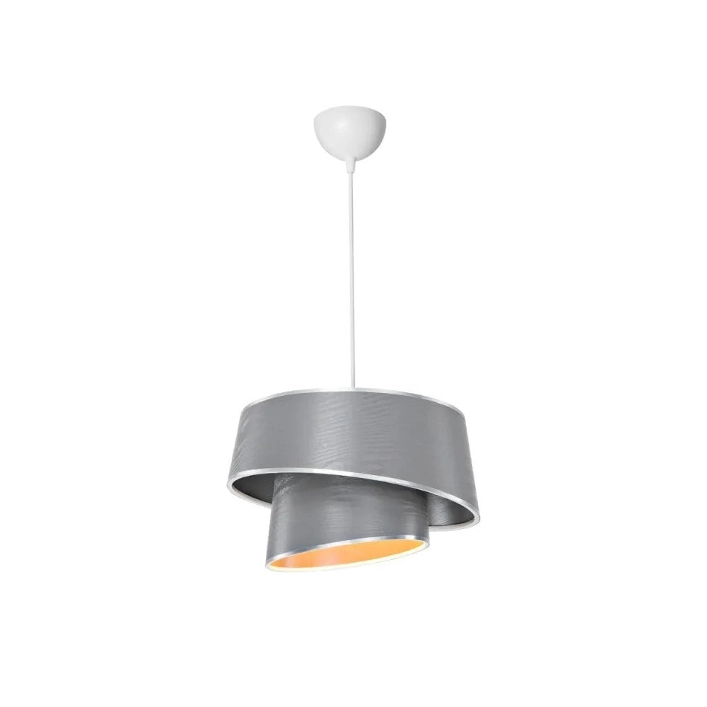 Lampada a sospensione con paralume grigio effetto legno Lima MDL5132