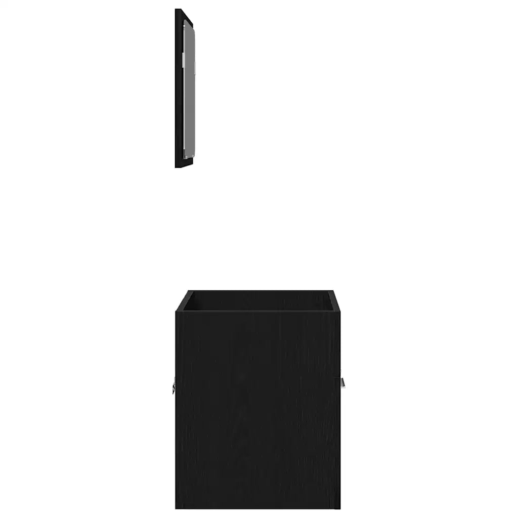 Set Mobili da Bagno | Armadio da bagno 2 pz Rovere Nero in Legno Multistrato