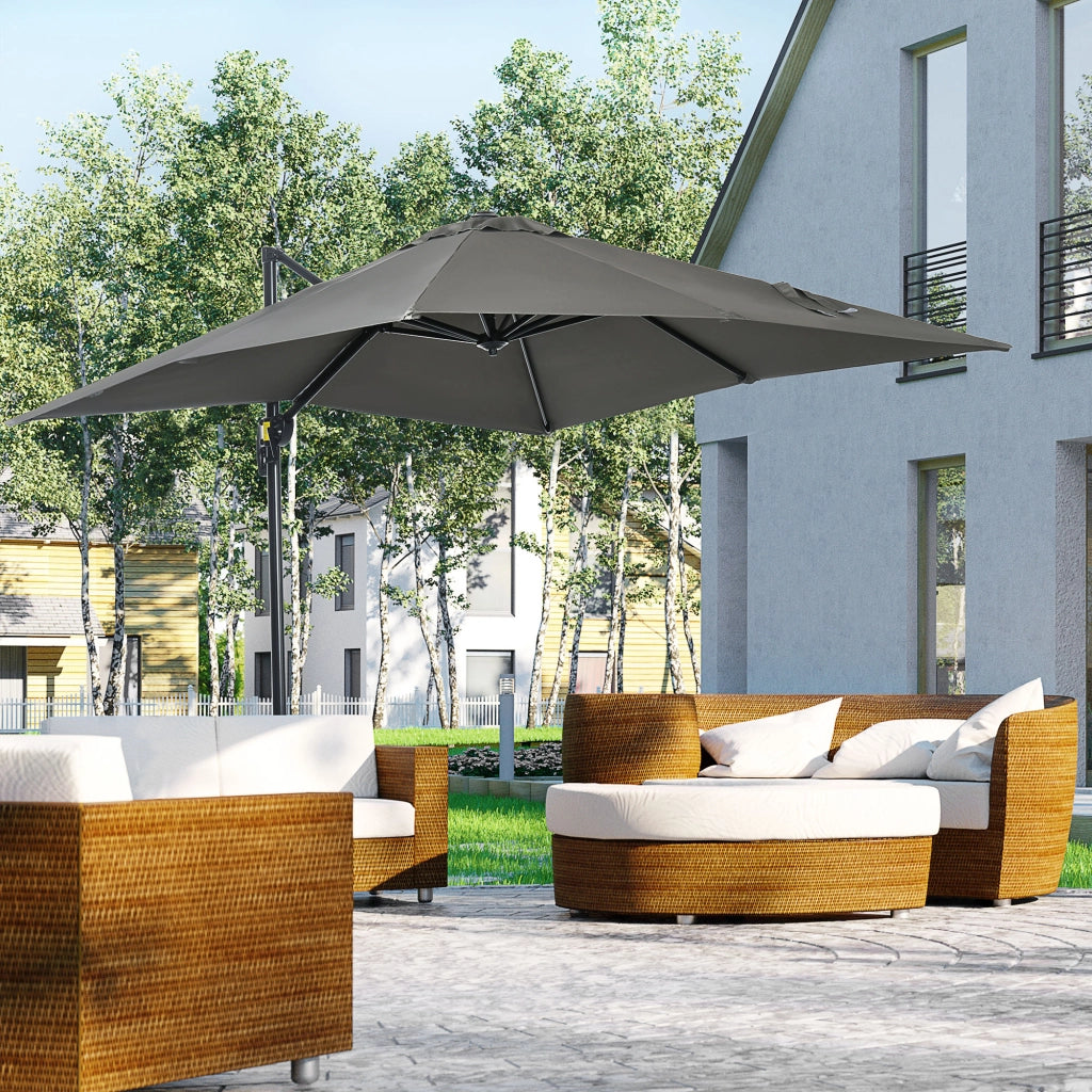 Ombrellone da Giardino Quadrato Inclinabile ¨C Minimal ¨C Grigio Poliestere Acciaio