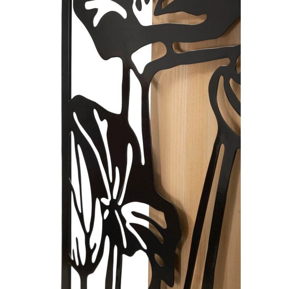 Decorazione Parete Fiore di Loto Ferro e Legno cm 60X2X90 - LOTUS