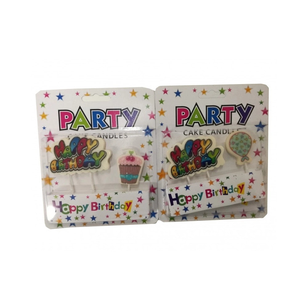 Trade Shop - 2 Candeline In Cera Happy Birthday Cup Cake Palloncino Torta Party Compleanno -