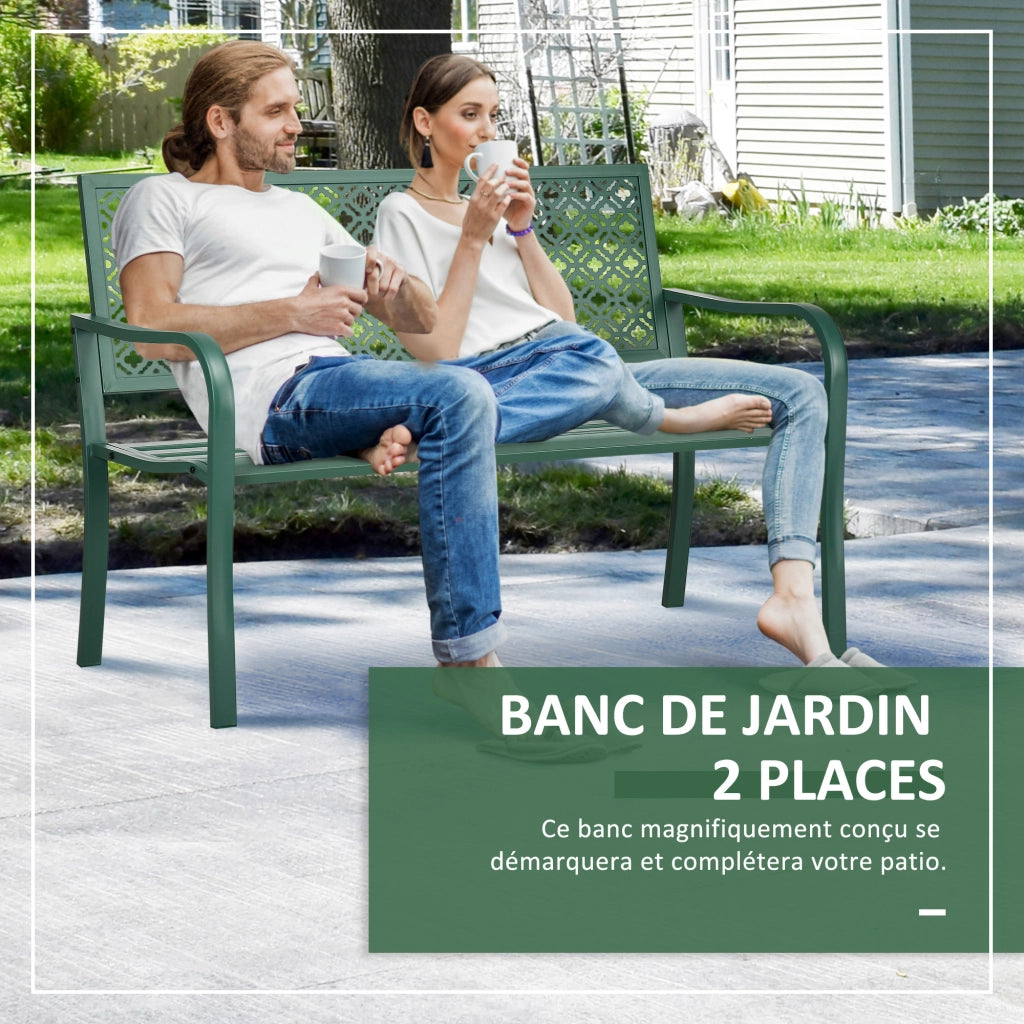 Panchina da Giardino ¨C Zephmum ¨C Verde Scuro Acciaio 127x63x83 cm