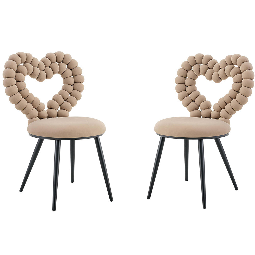 Set 2 sedie da pranzo - Xylo - velluto camel gambe nere con schienale triangolare