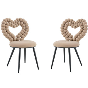 Set 2 sedie da pranzo - Xylo - velluto camel gambe nere con schienale triangolare