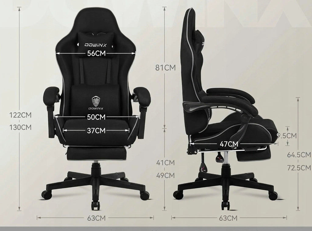 Sedia Gaming DOWINX Nera con Molle Insacchettate; Poggiapiedi e Schienale 90°-135°