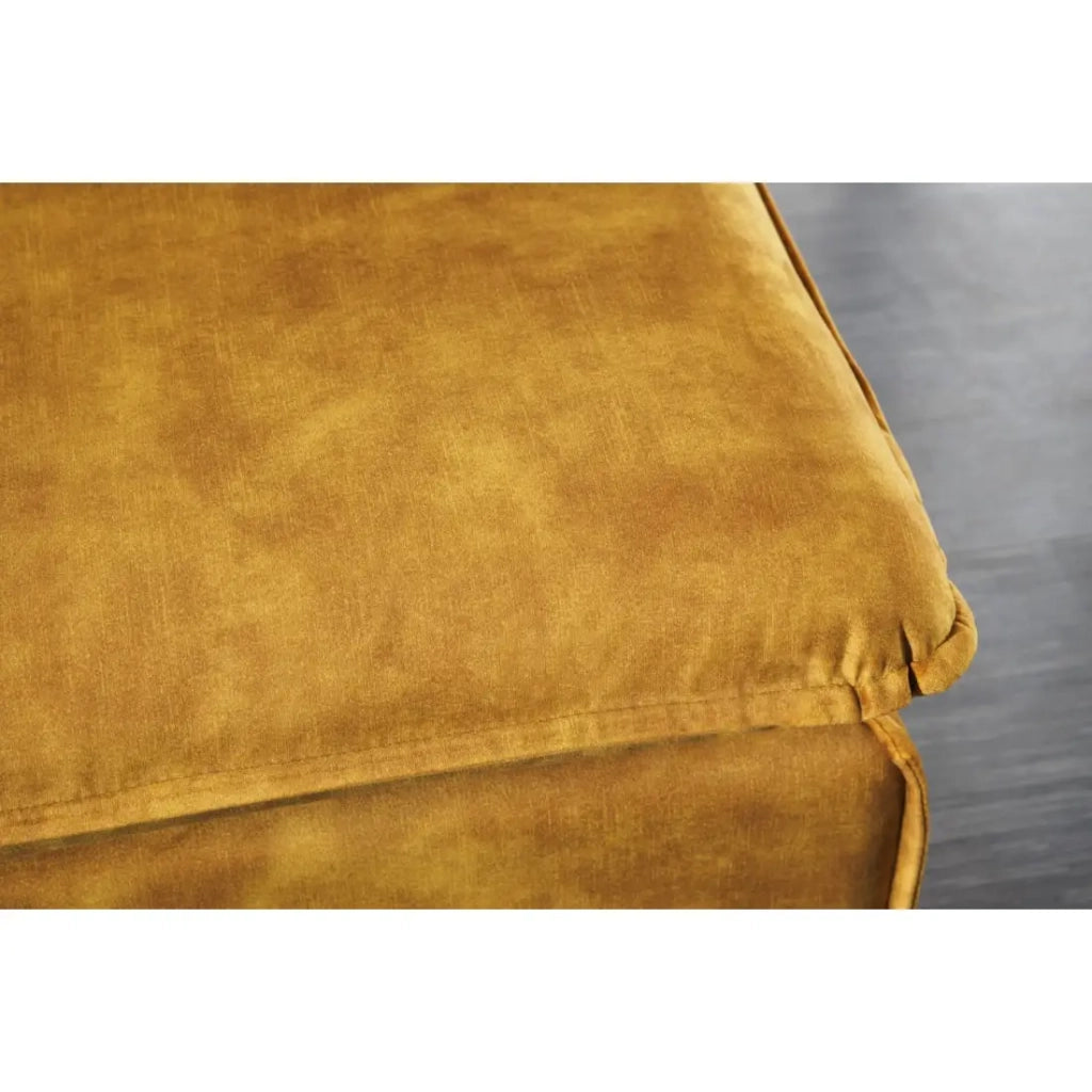 Pouf KALIA – Giallo senape – Velluto – Pouf contemporaneo