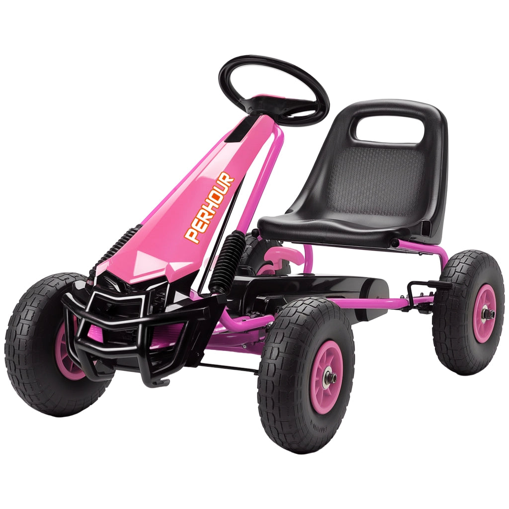 Go-Kart Bambini con Pedali Regolabile ¨C zephmum ¨C Rosa 3-8 Anni