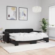 Divano Letto Estraibile con Materassi Nero 80x200 cm Velluto 3196950