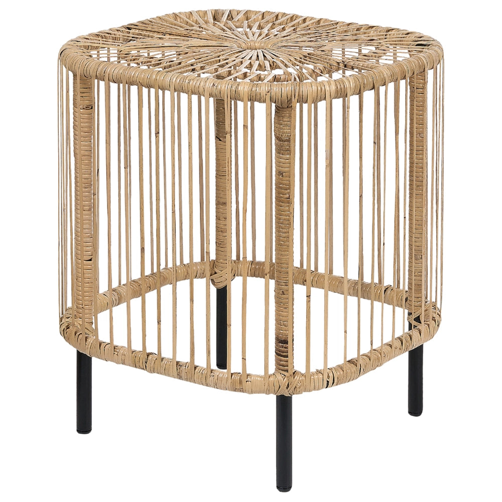 Set di 2 tavoli in rattan nero naturale fatti a mano resistenti ai raggi UV boho interno ed esterno stile boho