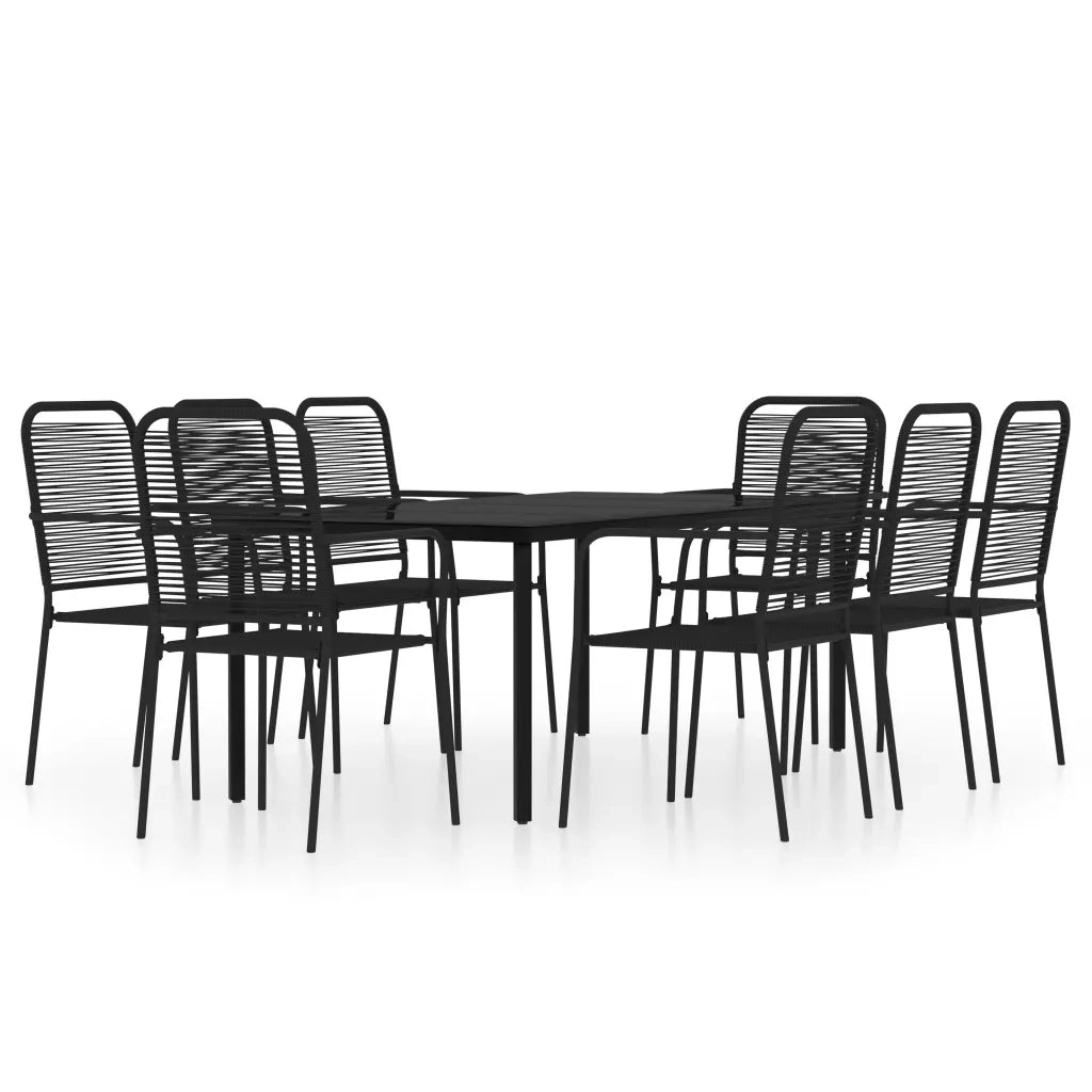 Set da Pranzo per Giardino 9 pz con Cuscini Nero cod mxl 35449