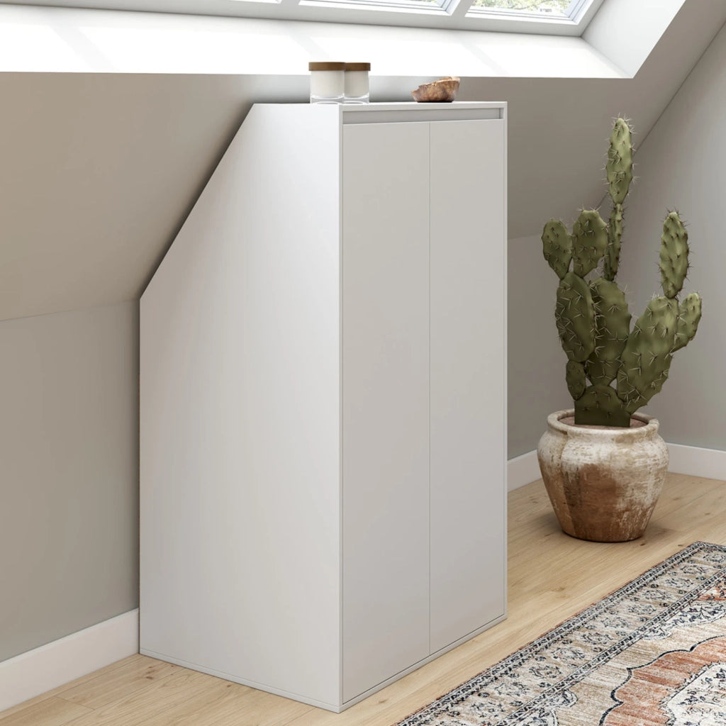 IDMarket - TOMI Armadio a 2 ante inclinate 60 x 50 x 110/70 cm bianco