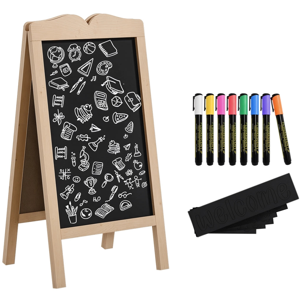 Cavalletto Bifacciale Pieghevole ¨C Xylo ¨C Legno con 8 Pennarelli e 6 Stencil 51x60x101 cm