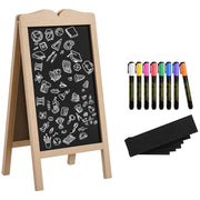Cavalletto Bifacciale Pieghevole ¨C Xylo ¨C Legno con 8 Pennarelli e 6 Stencil 51x60x101 cm
